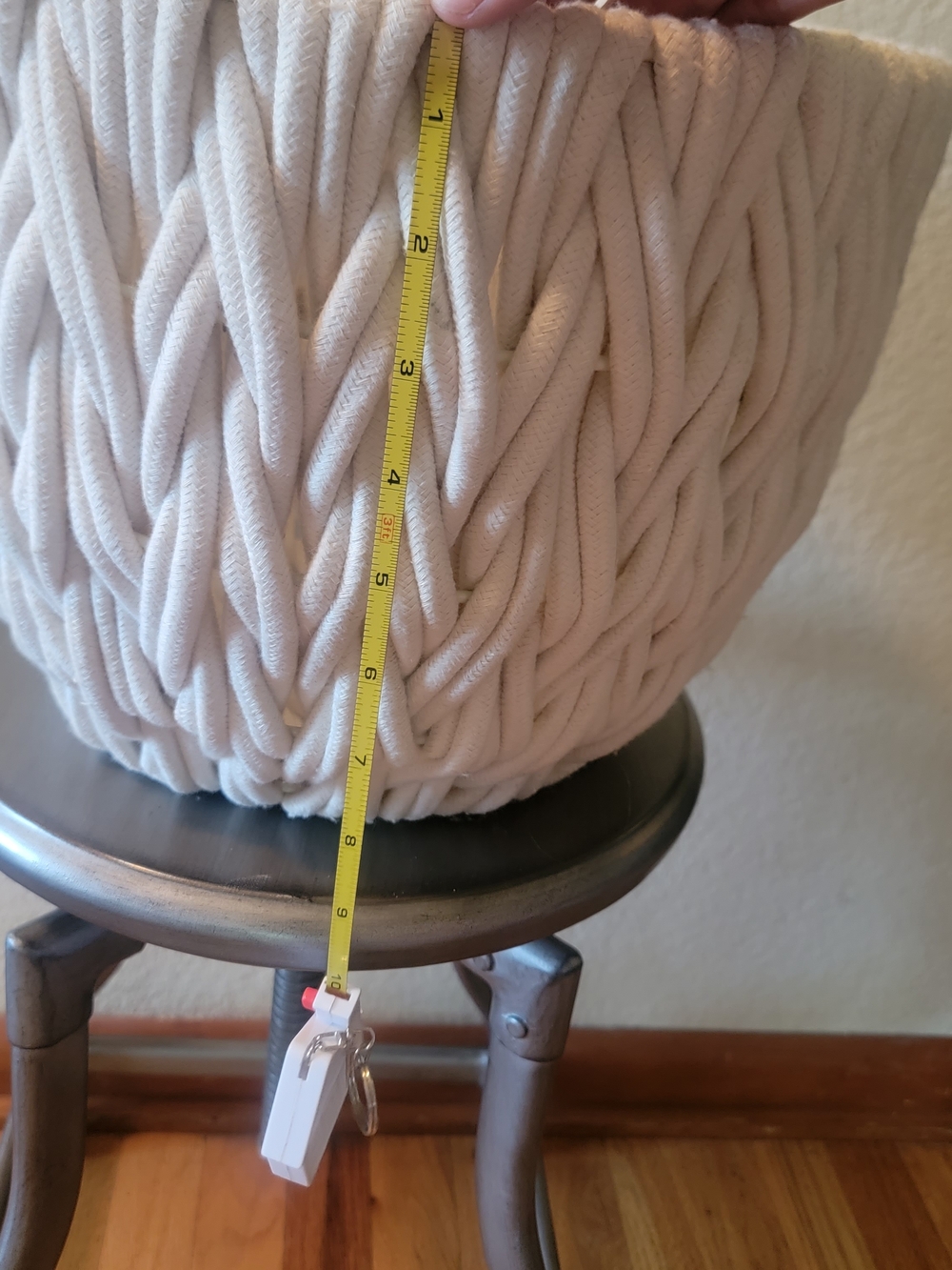 Hudson Cream Braided Cotton Storage Basket - Neutral Woven Bin - Picture 2 of 5